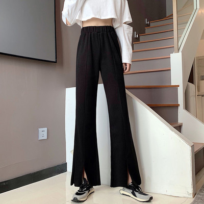 Ležerne ženske hlače s elastičnim strukom i prorezima