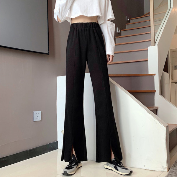 Ležerne ženske hlače s elastičnim strukom i prorezima