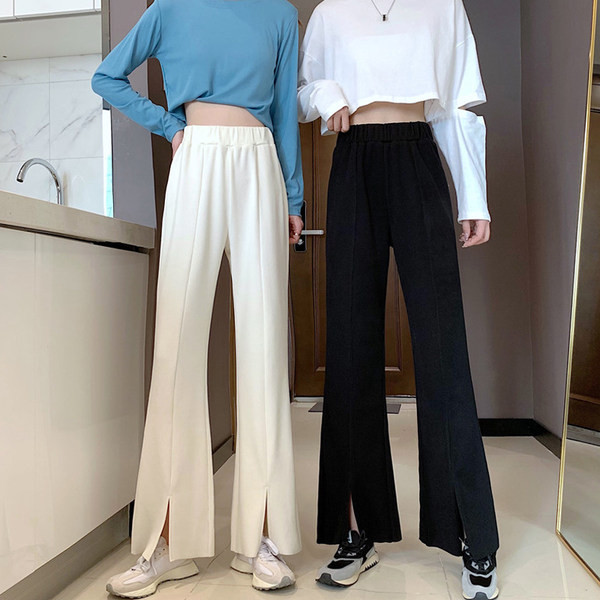 Ležerne ženske hlače s elastičnim strukom i prorezima