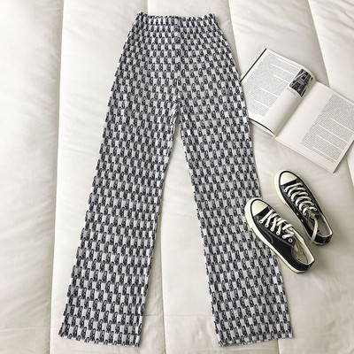 Pantaloni de dama colorati lat model cu talie inalta