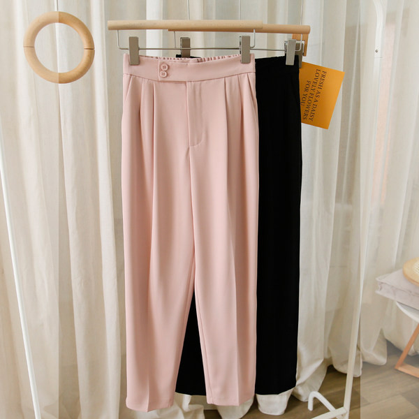 Pantaloni de dama cu buzunar si nasturi in doua culori