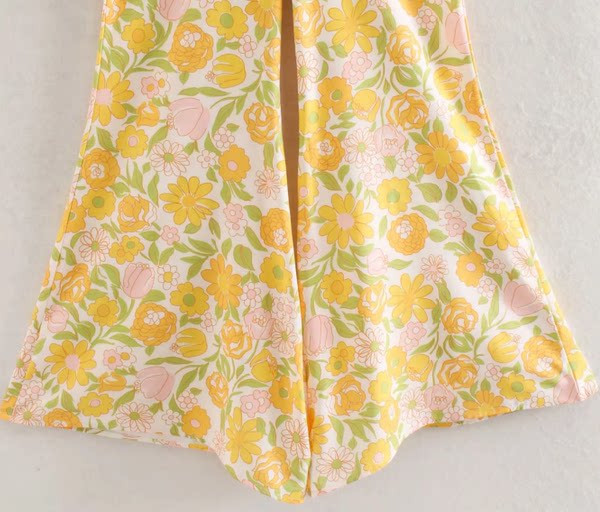 Pantaloni largi de vara cu model floral