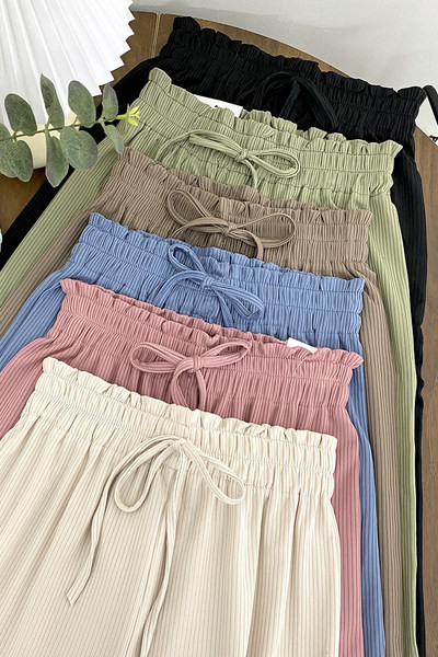 Pantaloni de primavara dama cu talie inalta - model drept