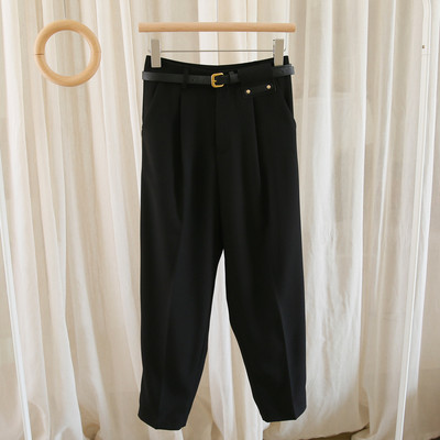 Pantaloni de dama cu curea si talie inalta in trei culori – potriviti pentru primavara