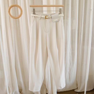 Pantaloni de dama cu curea si talie inalta in trei culori – potriviti pentru primavara