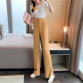 Moderne ženske hlače ravnog modela na gumbe i visokog struka