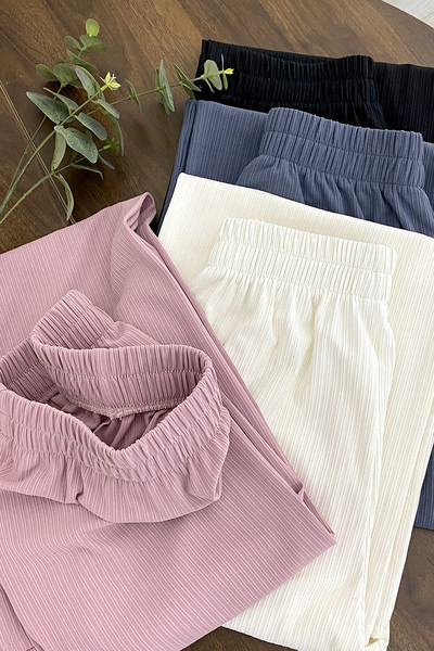 Pantaloni casual dama cu elastic - talie inalta