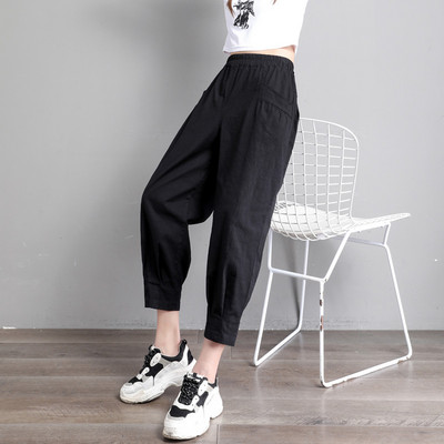 Pantaloni de dama din bumbac cu elastic