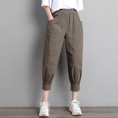 Pantaloni de dama din bumbac cu elastic