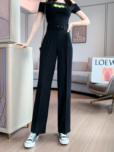 Pantaloni de vară de damă cu curea mare