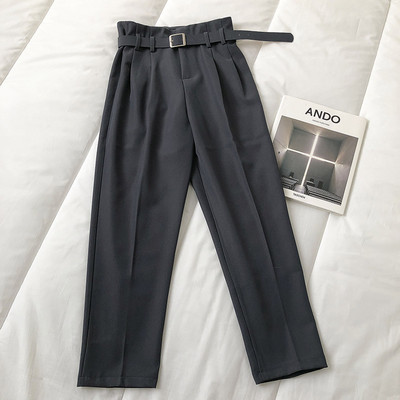 Pantaloni moderni de dama cu centura si talie inalta