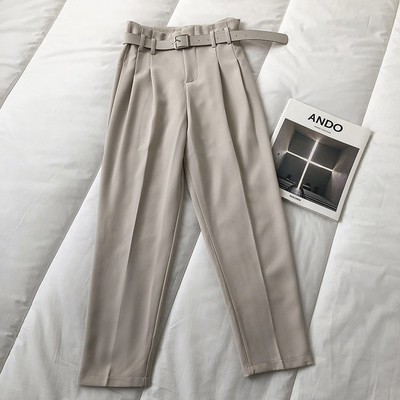 Pantaloni moderni de dama cu centura si talie inalta