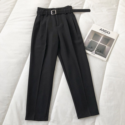 Pantaloni moderni de dama cu centura si talie inalta