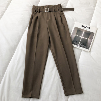 Pantaloni moderni de dama cu centura si talie inalta