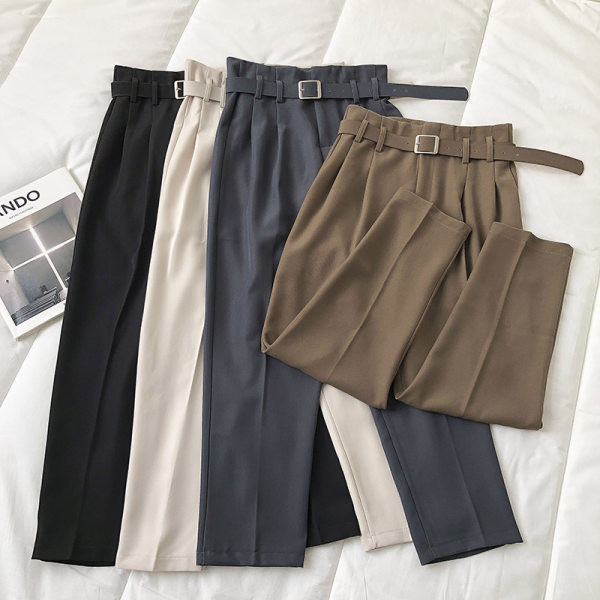 Pantaloni moderni de dama cu centura si talie inalta