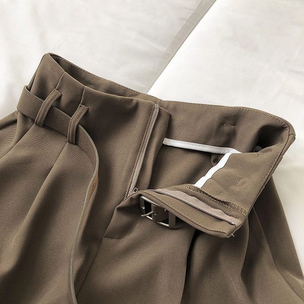 Pantaloni moderni de dama cu centura si talie inalta