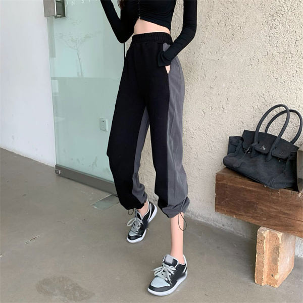 Pantaloni casual dama cu talie inalta cu cravate