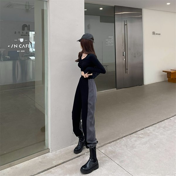 Pantaloni casual dama cu talie inalta cu cravate