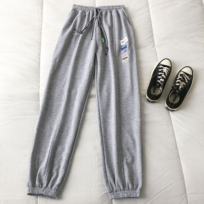 Pantaloni casual dama cu elastic si emblema