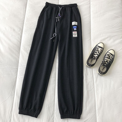 Pantaloni casual dama cu elastic si emblema