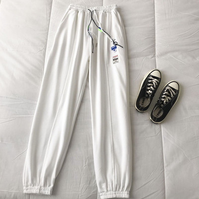 Pantaloni casual dama cu elastic si emblema