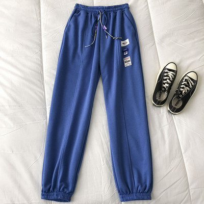 Pantaloni casual dama cu elastic si emblema