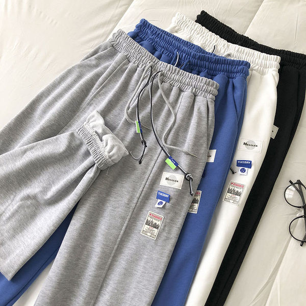 Pantaloni casual dama cu elastic si emblema