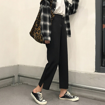 Pantaloni de dama cu talie inalta model drept