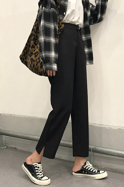 Pantaloni de dama cu talie inalta model drept