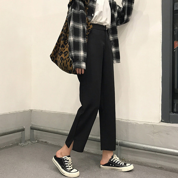 Pantaloni de dama cu talie inalta model drept