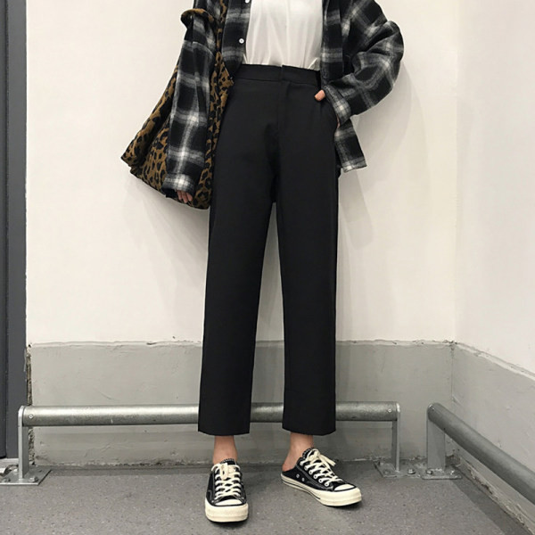 Pantaloni de dama cu talie inalta model drept