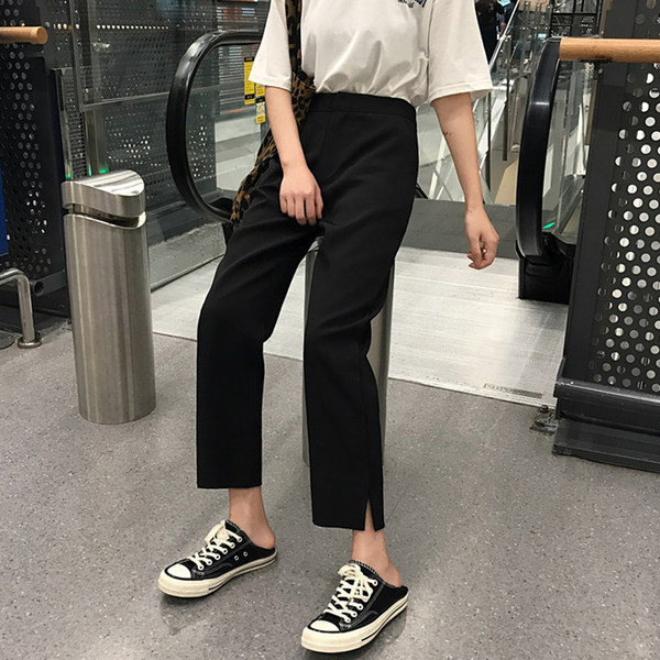 Pantaloni de dama cu talie inalta model drept