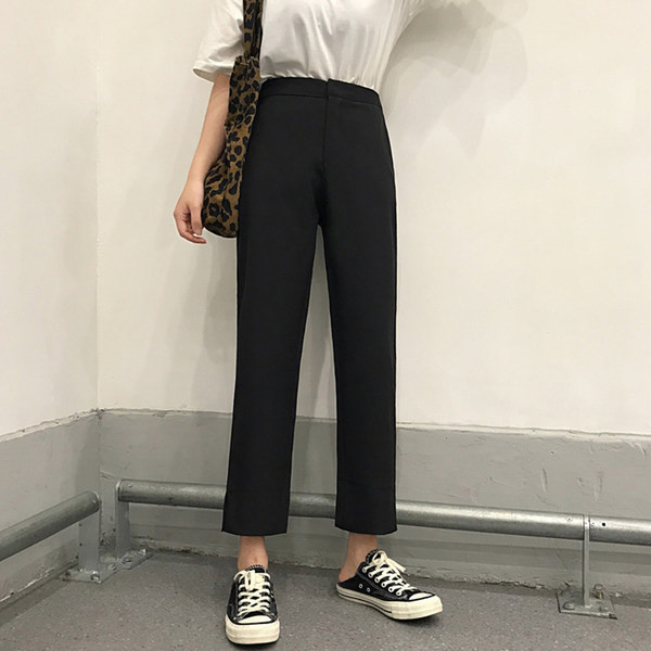 Pantaloni de dama cu talie inalta model drept