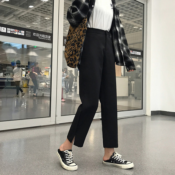 Pantaloni de dama cu talie inalta model drept