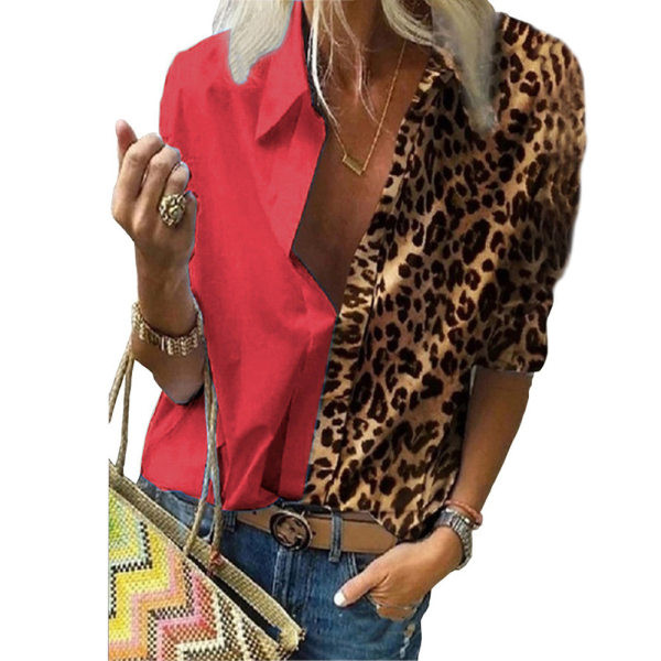 Camasa larga dama mai multe modele combinate cu imprimeu leopard inclusiv marimi maxi