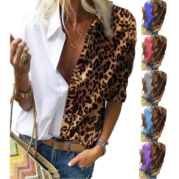 Camasa larga dama mai multe modele combinate cu imprimeu leopard inclusiv marimi maxi