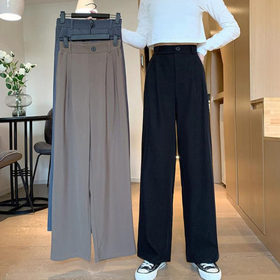 Дамски дълъг панталон с висока талия -широк модел