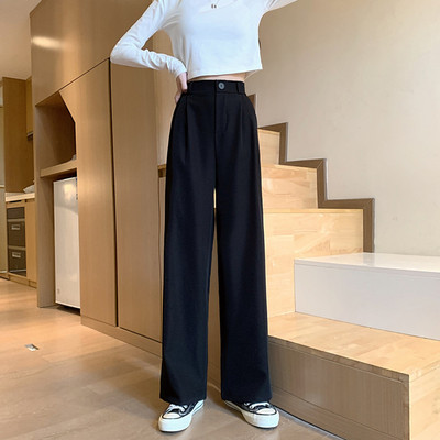 Дамски дълъг панталон с висока талия -широк модел