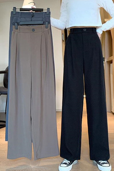 Дамски дълъг панталон с висока талия -широк модел