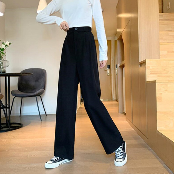 Дамски дълъг панталон с висока талия -широк модел