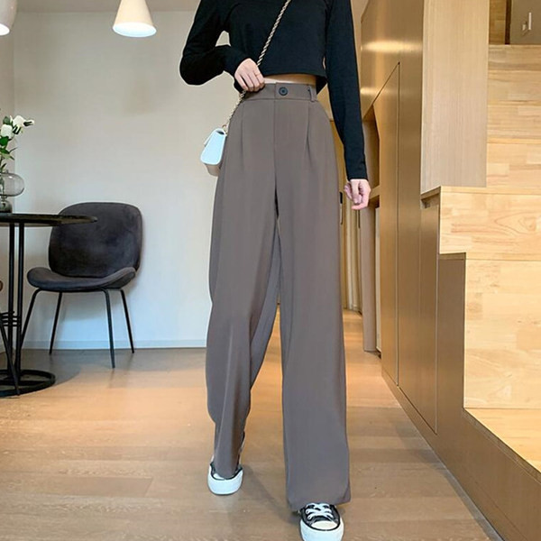 Дамски дълъг панталон с висока талия -широк модел