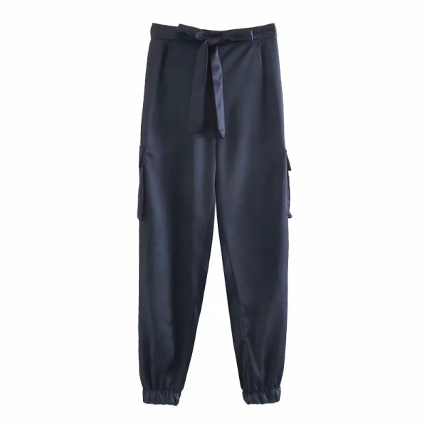 Pantaloni sport și casual de damă cu cravate și buzunare laterale