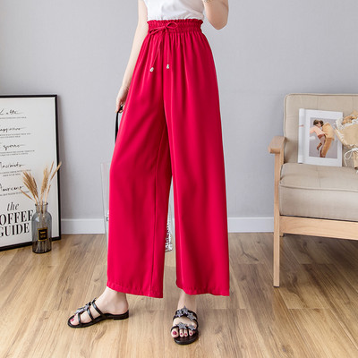 Дамски панталон с връзки и ластична талия в няколко цвята