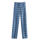 Дамски кариран панталон прав модел