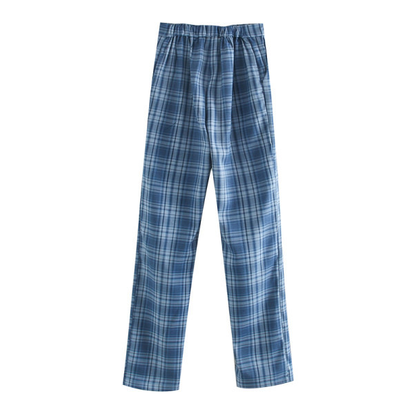 Дамски кариран панталон прав модел