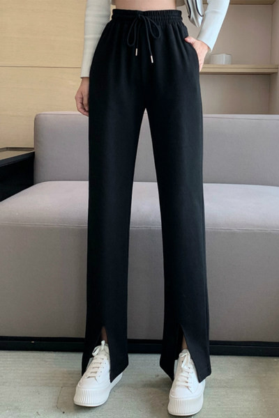 Pantaloni casual cu cravate si buzunare