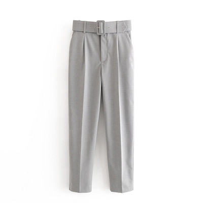 Pantaloni eleganti de dama cu curea - model drept