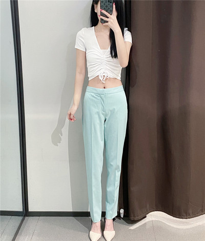 Дамски елегантен панталон прав модел с джобове