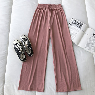 Pantaloni casual dama cu talie inalta si elastic