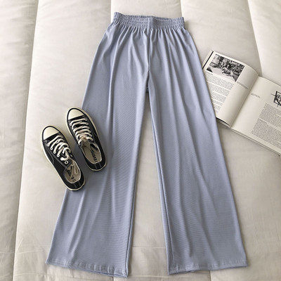 Pantaloni casual dama cu talie inalta si elastic